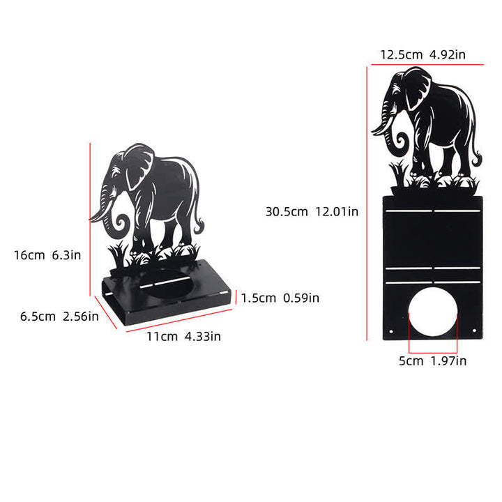 Buddha Stones Black Iron Bird Elephant Silhouette Strength Candle Holder - image 5