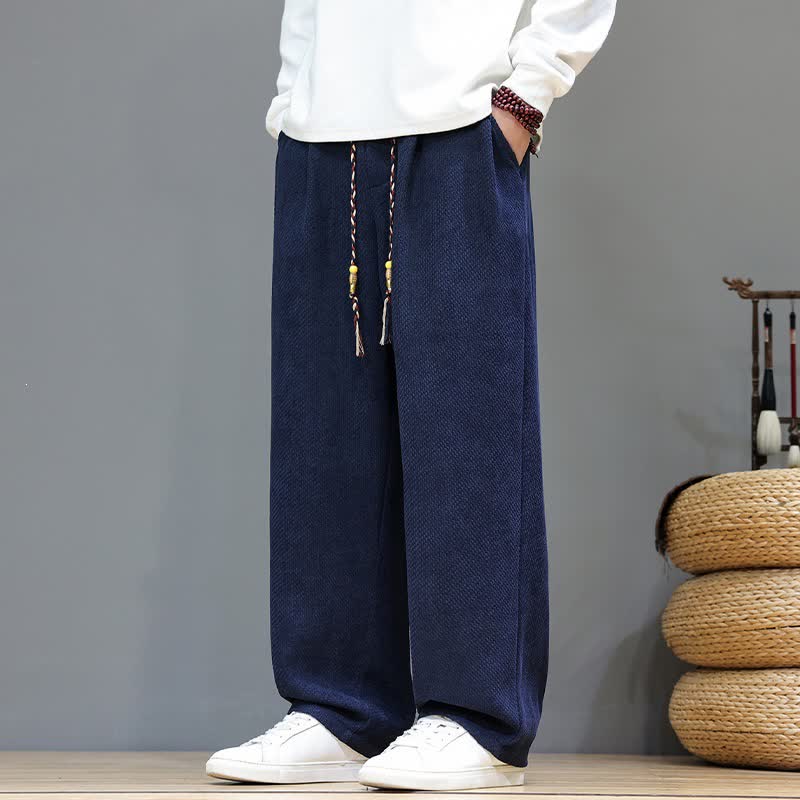 Buddha Stones Fall Winter Casual Vintage Drawstring Solid Long Pants Men's Straight Leg Pants With Pockets - MidnightBlue - US/UK/AU46，EU56 (5XL) - image 19