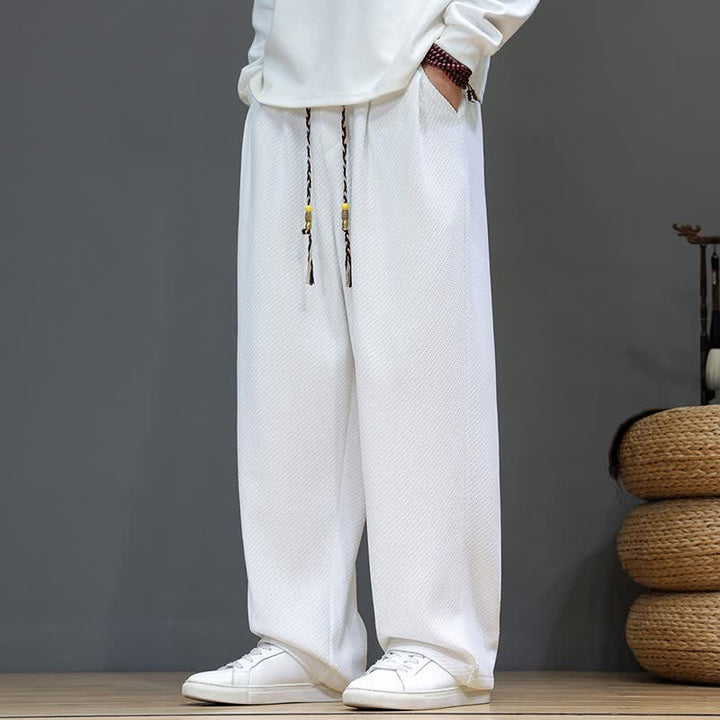 Buddha Stones Fall Winter Casual Vintage Drawstring Solid Long Pants Men's Straight Leg Pants With Pockets - White - US/UK/AU46，EU56 (5XL) - image 27