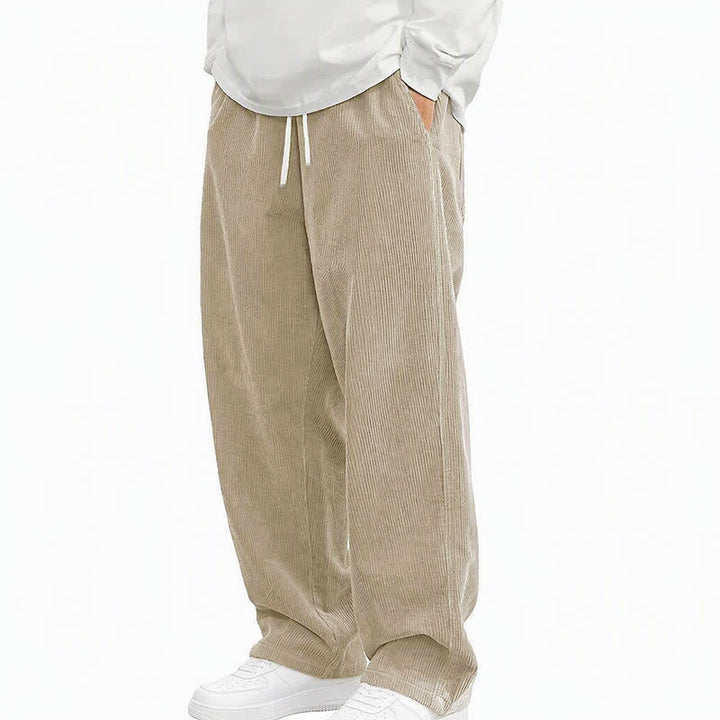 Buddha Stones Fall Winter Casual Drawstring Solid Corduroy Long Pants Men's Straight Leg Pants With Pockets - Tan - US/UK/AU48, EU58 (5XL) - image 2
