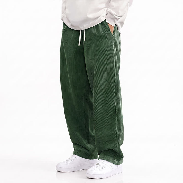 Buddha Stones Fall Winter Casual Drawstring Solid Corduroy Long Pants Men's Straight Leg Pants With Pockets - OliveDrab - US/UK/AU48, EU58 (5XL) - image 8