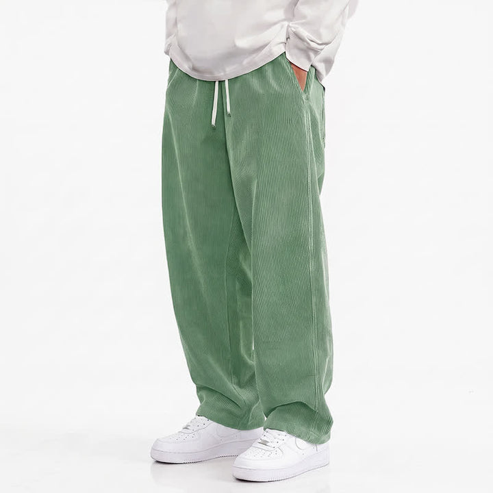 Buddha Stones Fall Winter Casual Drawstring Solid Corduroy Long Pants Men's Straight Leg Pants With Pockets - PaleGreen - US/UK/AU48, EU58 (5XL) - image 7