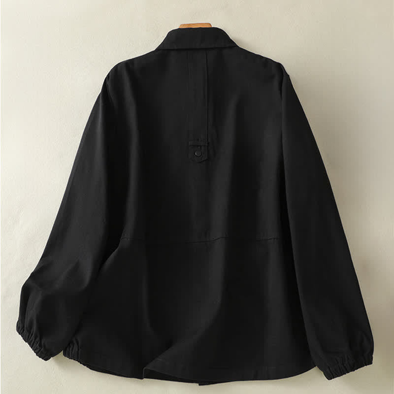 Buddha Stones Fall Casual Button-Up Solid Women's Jacket With Pockets - image 9