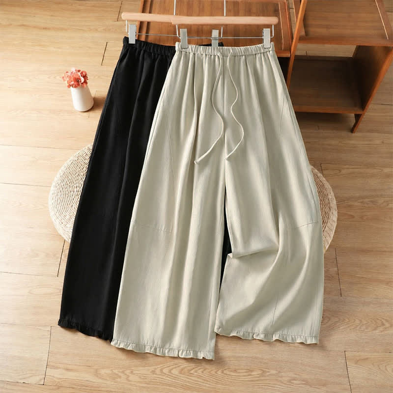 Buddha Stones Fall Casual Minimalist Drawstring Solid Ankle Pants Women's Straight Leg Pants With Pockets - image 12