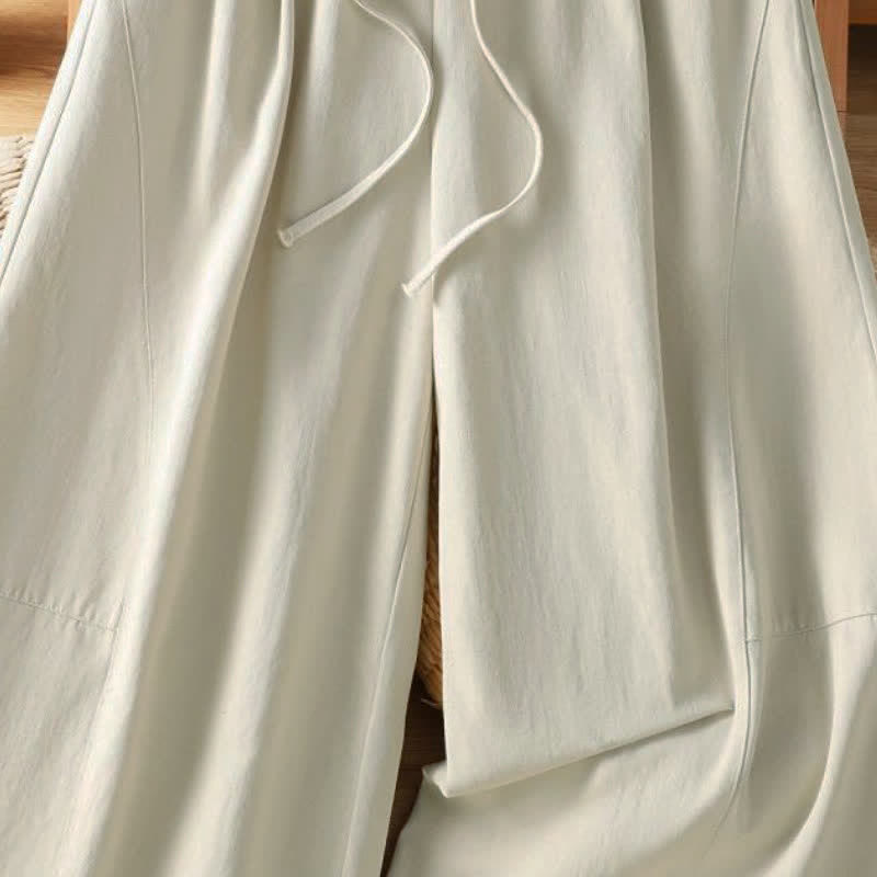 Buddha Stones Fall Casual Minimalist Drawstring Solid Ankle Pants Women's Straight Leg Pants With Pockets - image 4