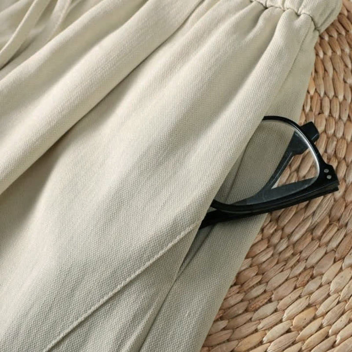Buddha Stones Fall Casual Minimalist Drawstring Solid Ankle Pants Women's Straight Leg Pants With Pockets - image 3