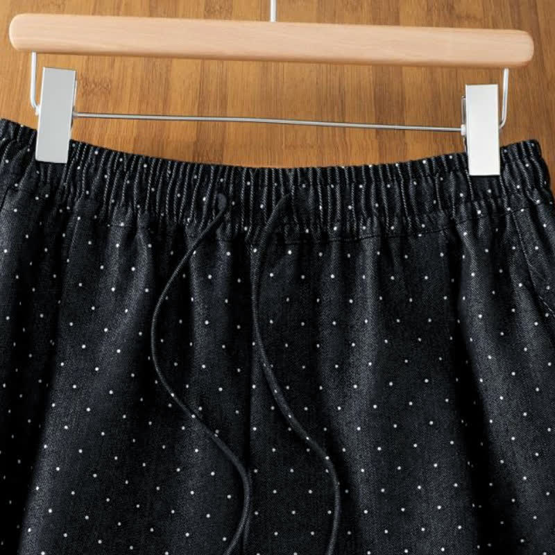 Buddha Stones Fall Casual Drawstring Polka Dot Ankle Pants Women's Straight Leg Pants With Pocket - image 1