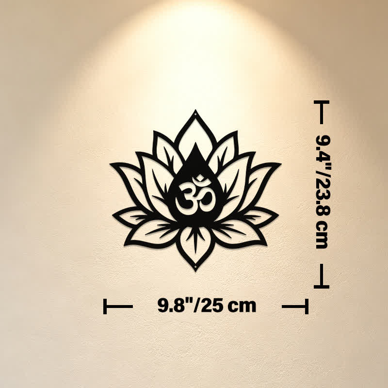 Buddha Stones Metal Lotus OM Mindfulness Zen Meaningful Symbols Wall Art - Approx. 25cm x 23.8cm x 0.1cm / 9.84in x 9.37in x 0.04in - image 2