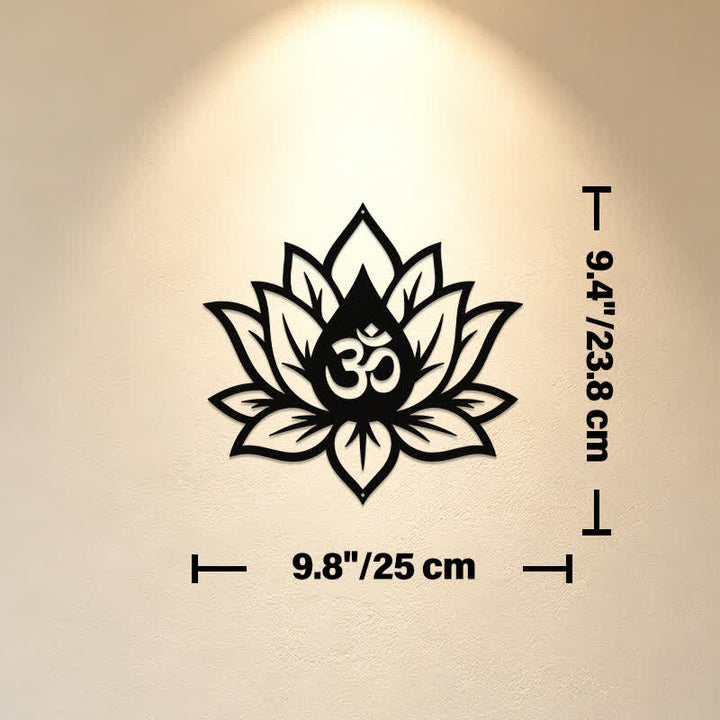 Buddha Stones Metal Lotus OM Mindfulness Zen Meaningful Symbols Wall Art - Approx. 25cm x 23.8cm x 0.1cm / 9.84in x 9.37in x 0.04in - image 2