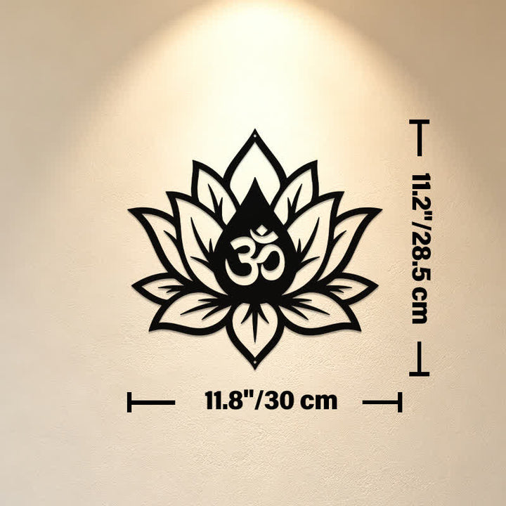 Buddha Stones Metal Lotus OM Mindfulness Zen Meaningful Symbols Wall Art - Approx. 30cm x 28.5cm x 0.1cm / 11.81in x 11.22in x 0.04in - image 4