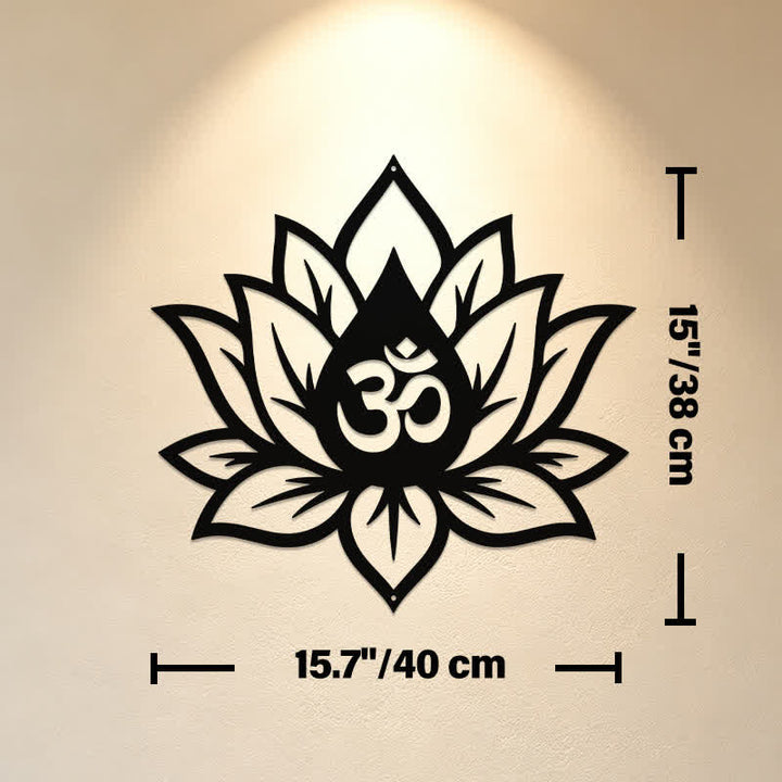 Buddha Stones Metal Lotus OM Mindfulness Zen Meaningful Symbols Wall Art - Approx. 40cm x 38.0cm x 0.1cm / 15.75in x 14.96in x 0.04in - image 8