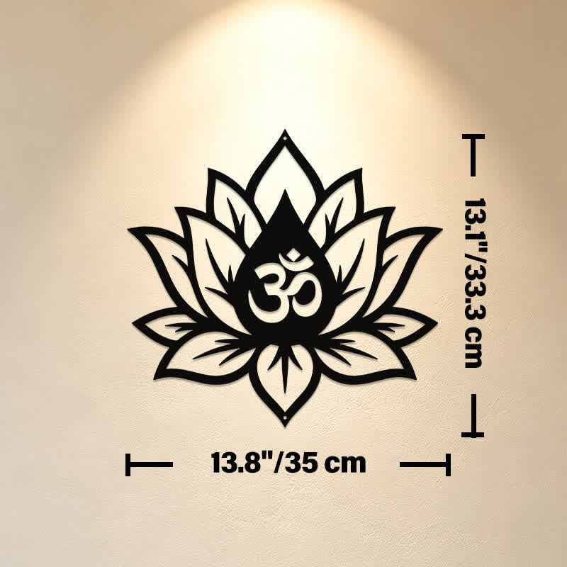 Buddha Stones Metal Lotus OM Mindfulness Zen Meaningful Symbols Wall Art - Approx. 35cm x 33.3cm x 0.1cm / 13.78in x 13.11in x 0.04in - image 6