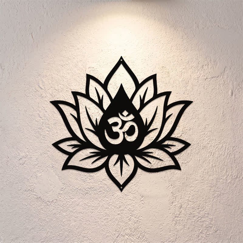 Buddha Stones Metal Lotus OM Mindfulness Zen Meaningful Symbols Wall Art - image 0