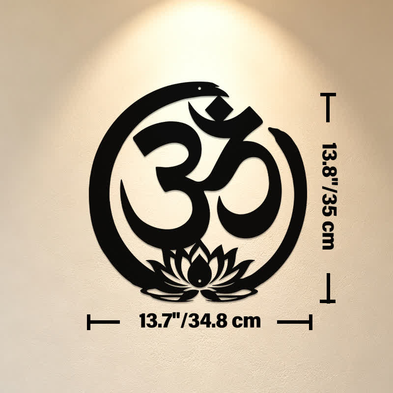 Buddha Stones Sacred OM Lotus Circle Metal Meaningful Symbols Wall Art - Approx. 34.8cm x 35cm x 0.1cm / 13.70in x 13.78in x 0.04in - image 6