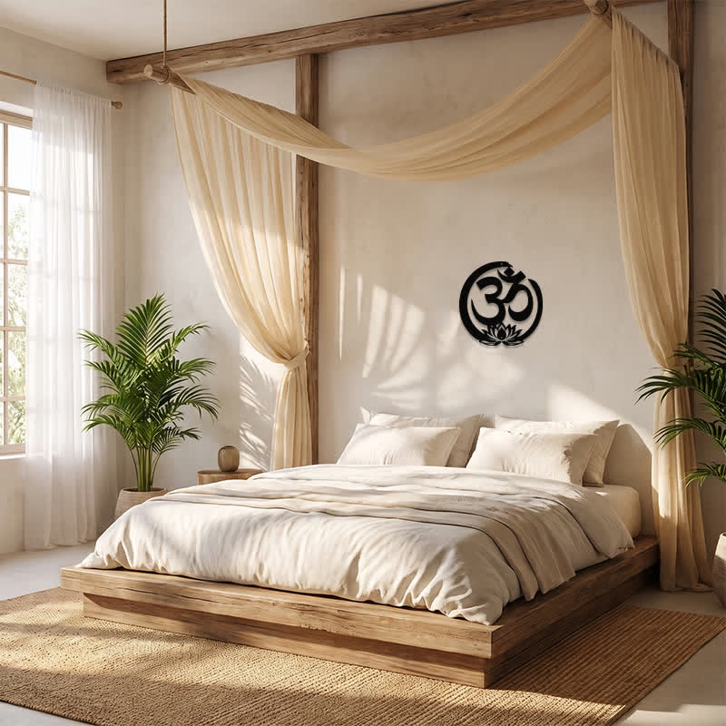 Buddha Stones Sacred OM Lotus Circle Metal Meaningful Symbols Wall Art - image 9