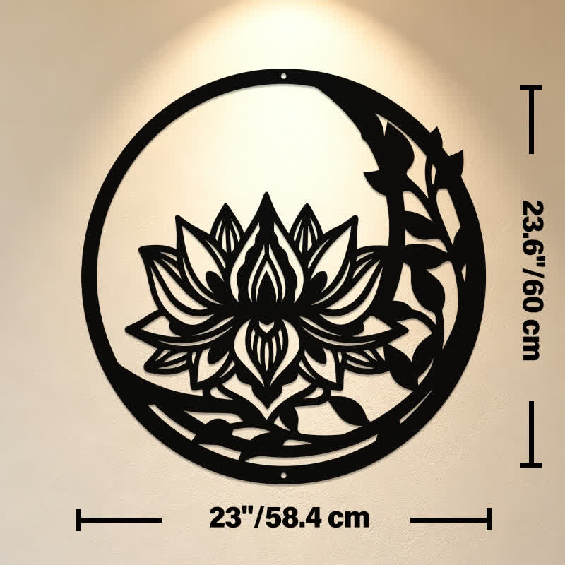 Buddha Stones Round Lotus Purity Metal Meaningful Symbols Wall Art - Approx. 58.4cm x 60cm x 0.12cm / 22.99in x 23.62in x 0.05in - image 12