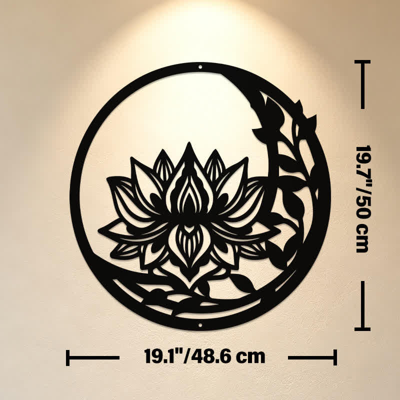 Buddha Stones Round Lotus Purity Metal Meaningful Symbols Wall Art - Approx. 48.6cm x 50cm x 0.12cm / 19.13in x 19.69in x 0.05in - image 10