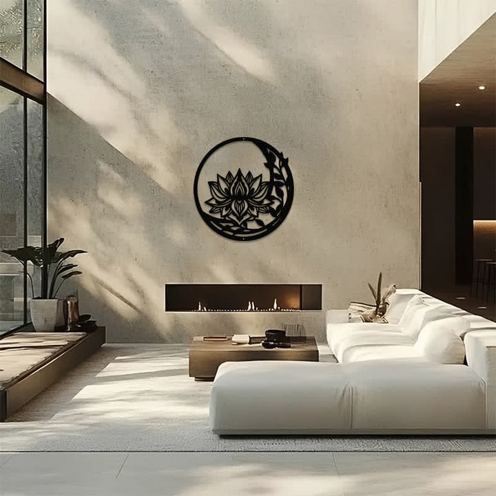 Buddha Stones Round Lotus Purity Metal Meaningful Symbols Wall Art - image 13