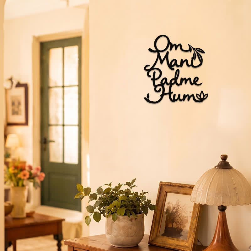 Buddha Stones Om Mani Padme Hum Wisdom Zen Calligraphy Metal Wall Decor - image 7
