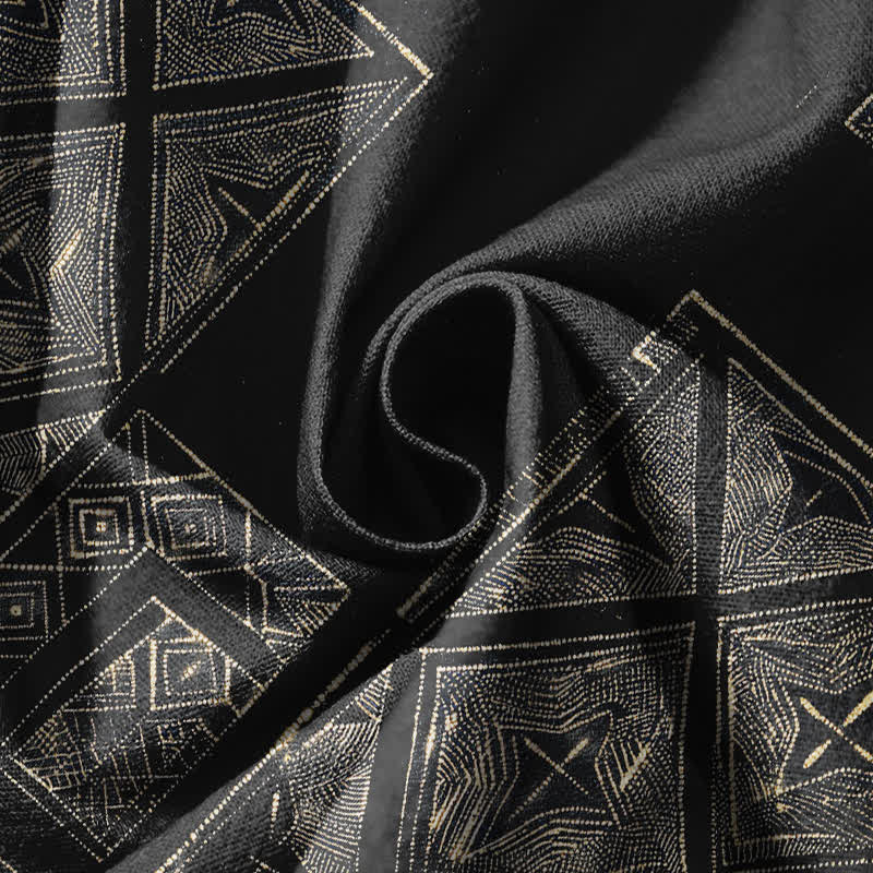 Buddha Stones Pure Cotton Ethnic Lattice Pattern Drawstring Men's Harem Pants With Pockets - image 17