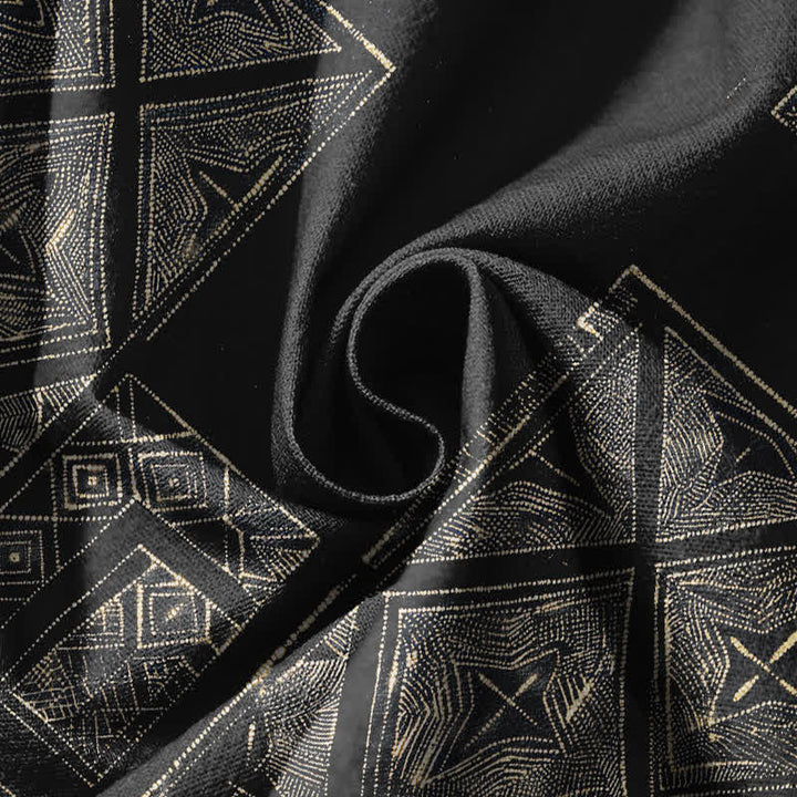 Buddha Stones Pure Cotton Ethnic Lattice Pattern Drawstring Men's Harem Pants With Pockets - image 17
