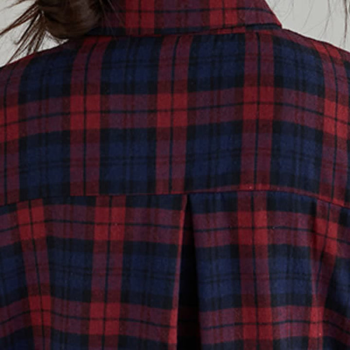 Buddha Stones Fall Casual Vintage Button-Up Plaid Women's Long Sleeve Dresses With Pocket - image 12