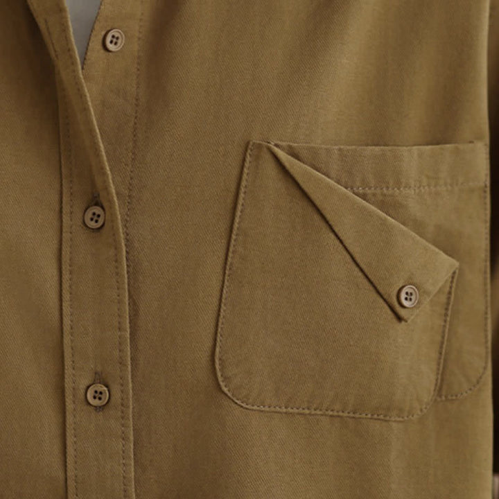 Buddha Stones Fall Casual Minimalist Button-Up Solid Cotton Women's Jacket With Pocket - image 6