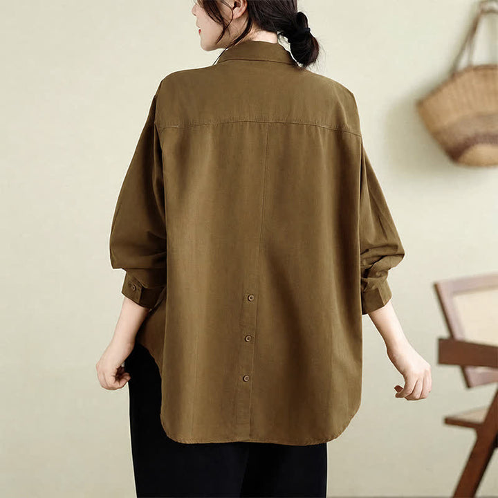 Buddha Stones Fall Casual Minimalist Button-Up Solid Cotton Women's Jacket With Pocket - image 4