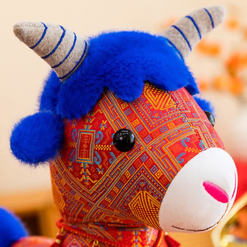 Buddha Stones Cotton Plush Lucky Chinese Zodiac Goat Cute Animal Decor - image 1