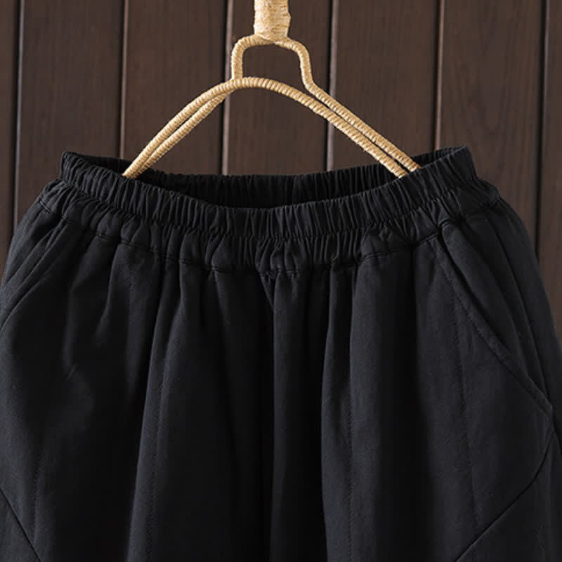 Buddha Stones Fall Winter Casual Vintage Solid Ankle Pants Women's Harem Pants With Pocket - image 16