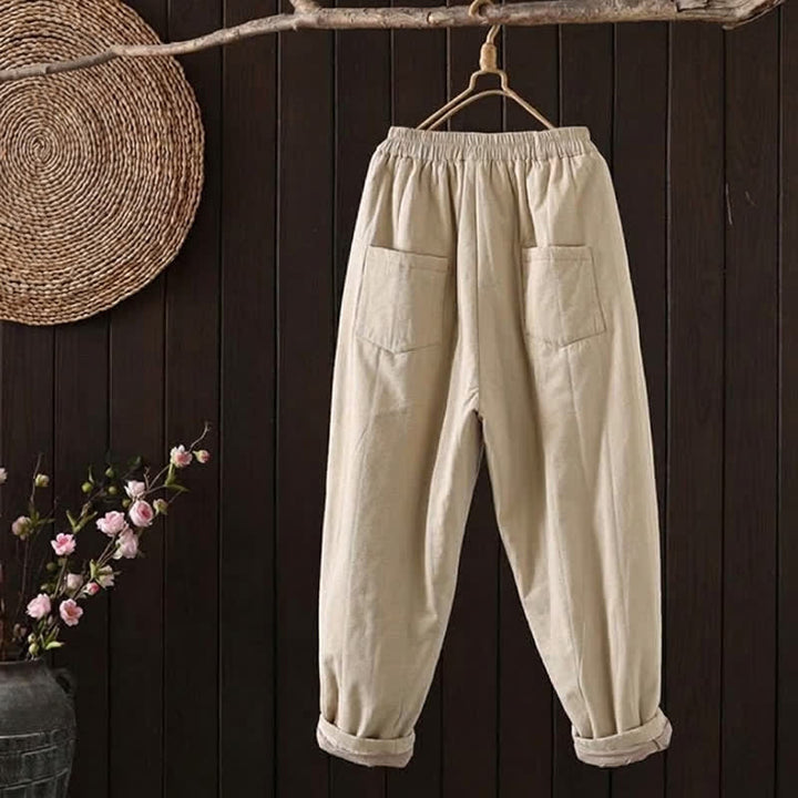 Buddha Stones Fall Winter Casual Vintage Solid Ankle Pants Women's Harem Pants With Pocket - image 1