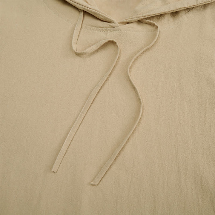 Buddha Stones Fall Casual Hooded Drawstring Solid Men's Long Sleeve Shirts With Pocket - image 15