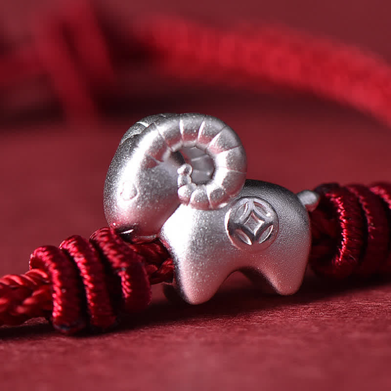 Buddha Stones Red String 999 Sterling Silver Goat Protection Bracelet - image 16