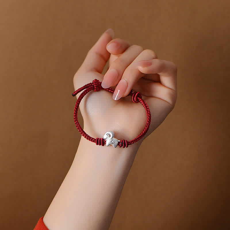 Buddha Stones Red String 999 Sterling Silver Goat Protection Bracelet - image 3