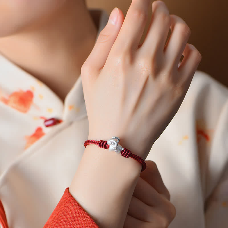 Buddha Stones Red String 999 Sterling Silver Goat Protection Bracelet - image 12