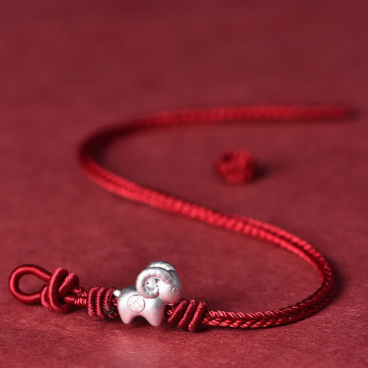 Buddha Stones Red String 999 Sterling Silver Goat Protection Bracelet - image 14