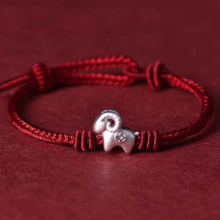 Buddha Stones Red String 999 Sterling Silver Goat Protection Bracelet - Red String(Protection ♥ Luck) - image 0