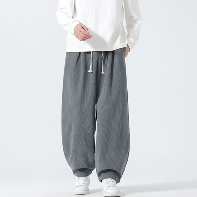 Buddha Stones Spring Fall Casual Vintage Drawstring Solid Ankle Pants Corduroy Men's Harem Pants With Pockets - image 1
