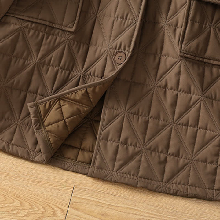 Buddha Stones Winter Casual Minimalist Button-Up Geometric Women's Coat With Pockets - image 8