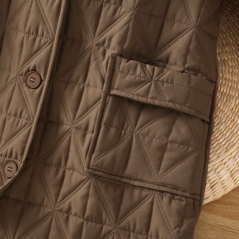 Buddha Stones Winter Casual Minimalist Button-Up Geometric Women's Coat With Pockets - image 6