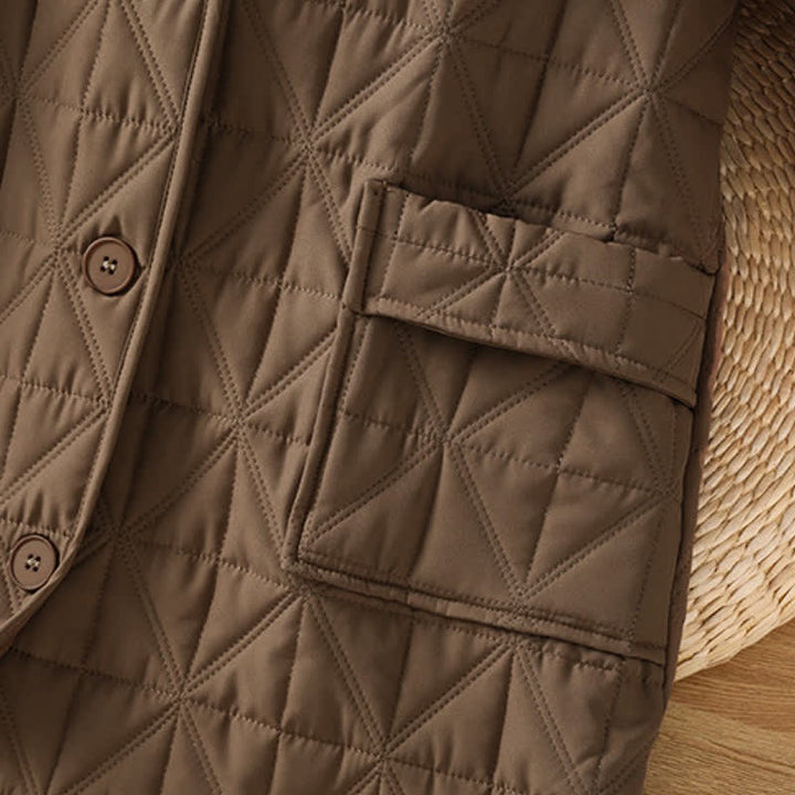 Buddha Stones Winter Casual Minimalist Button-Up Geometric Women's Coat With Pockets - image 6