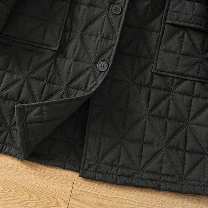 Buddha Stones Winter Casual Minimalist Button-Up Geometric Women's Coat With Pockets - image 24
