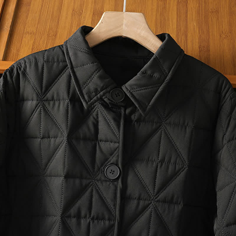 Buddha Stones Winter Casual Minimalist Button-Up Geometric Women's Coat With Pockets - image 20