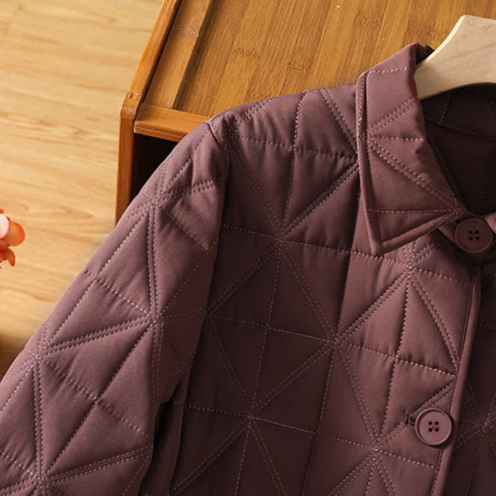 Buddha Stones Winter Casual Minimalist Button-Up Geometric Women's Coat With Pockets - image 13