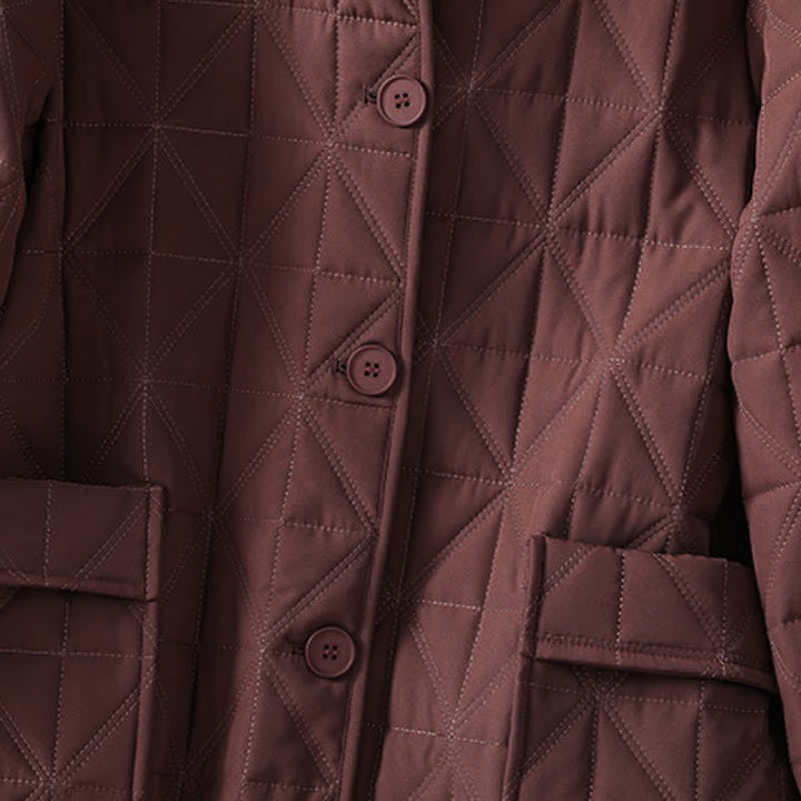 Buddha Stones Winter Casual Minimalist Button-Up Geometric Women's Coat With Pockets - image 15