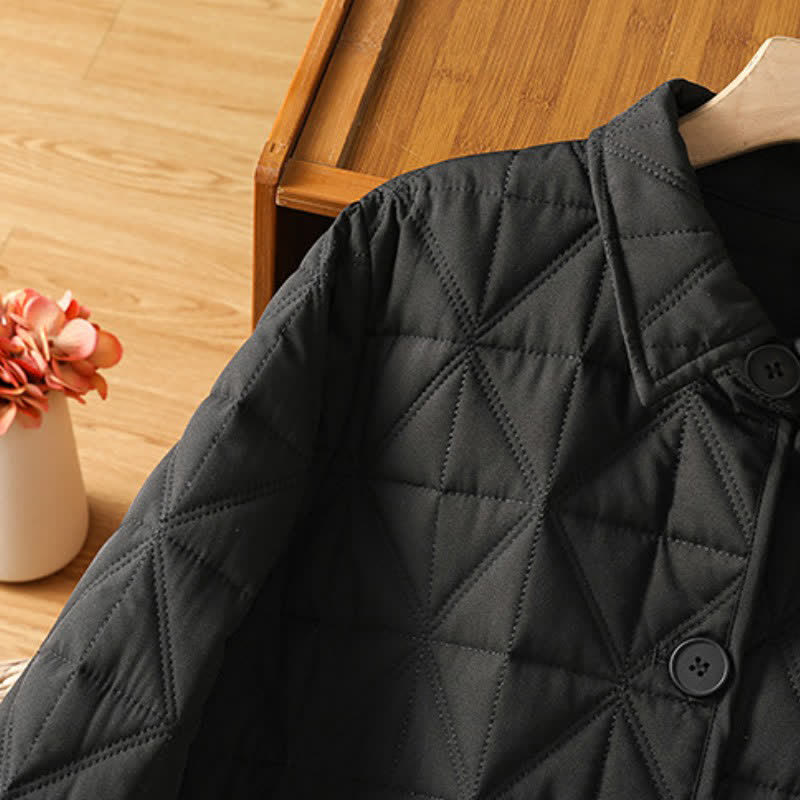 Buddha Stones Winter Casual Minimalist Button-Up Geometric Women's Coat With Pockets - image 22