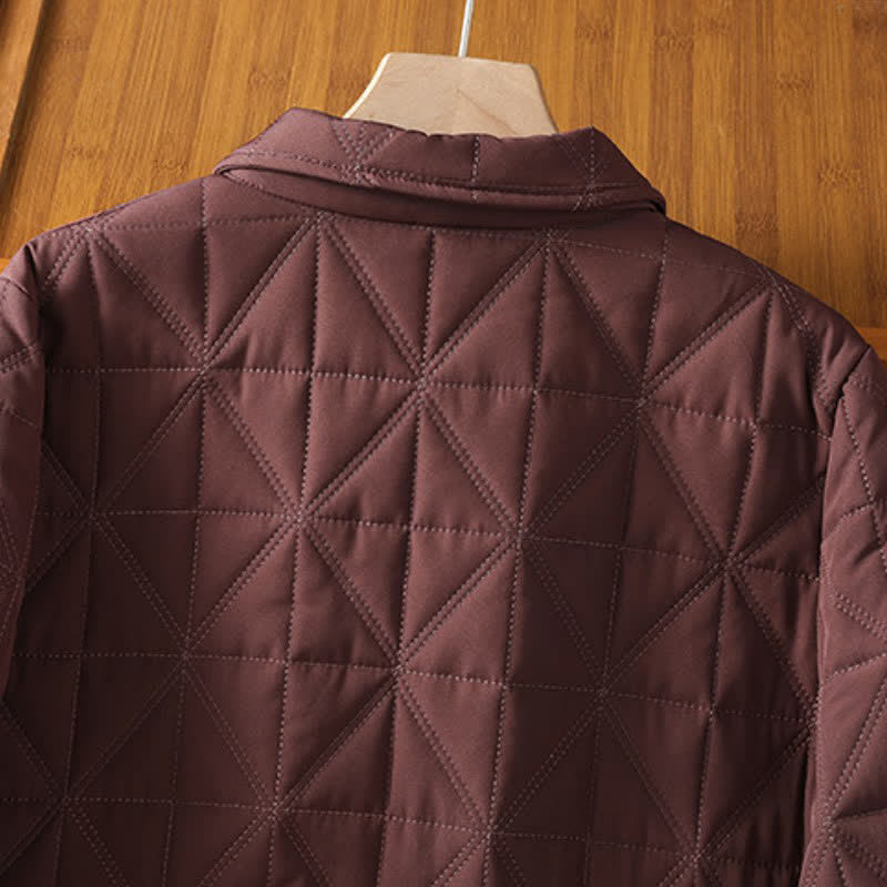Buddha Stones Winter Casual Minimalist Button-Up Geometric Women's Coat With Pockets - image 12