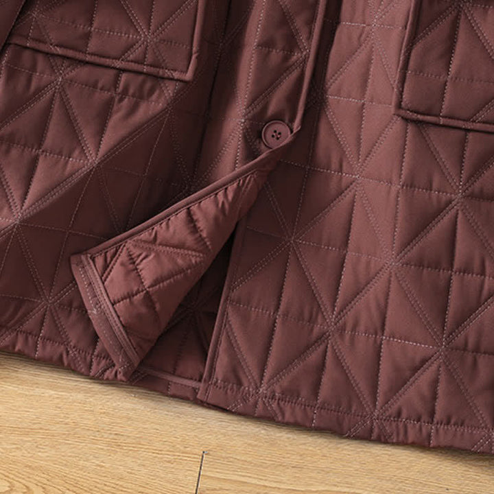 Buddha Stones Winter Casual Minimalist Button-Up Geometric Women's Coat With Pockets - image 17