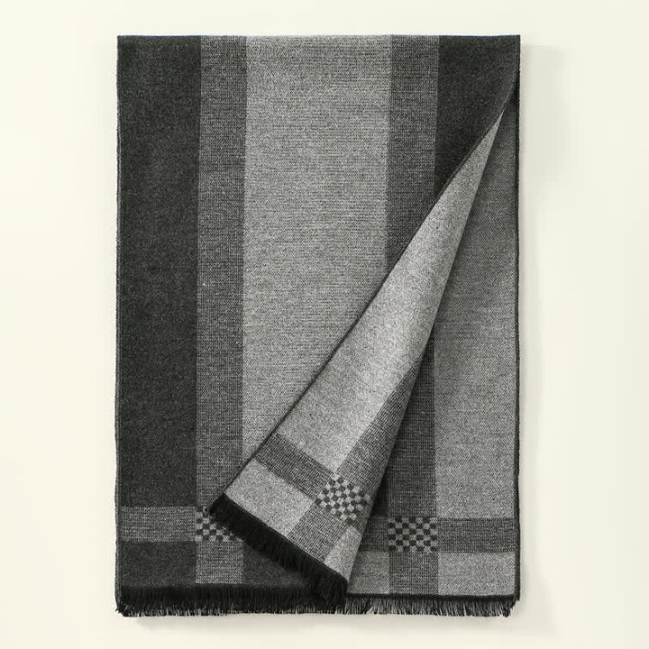 Buddha Stones Fall Winter Vintage Check Fringe Soft Men's Scarf - image 2