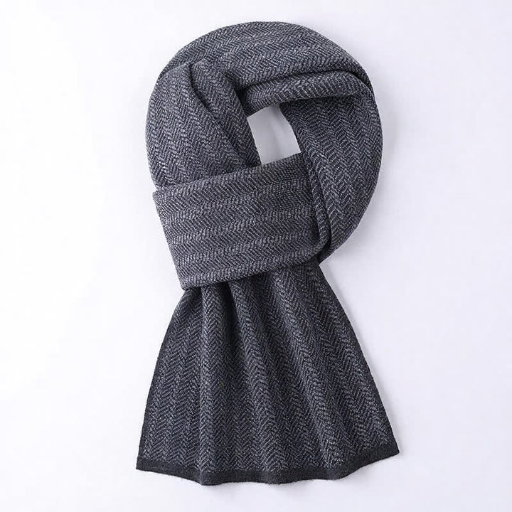 Buddha Stones Fall Winter Understated Herringbone Travel Men's Scarf - DimGray - image 0